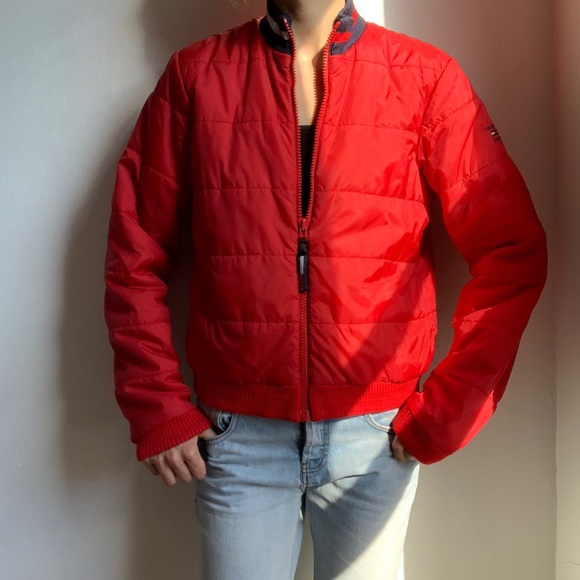 red tommy hilfiger bomber jacket